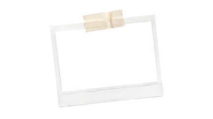 Polaroid photo taped to a wall with beige masking tape isolated on transparent background © GraphicsWorld