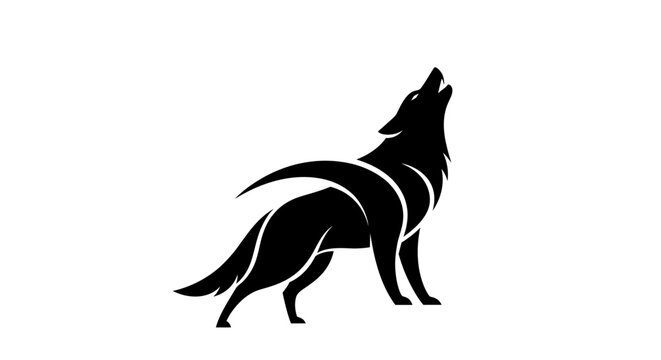 Minimalist Black Silhouette of a Howling Wolf Concept for Modern Wildlife Logo Design and Creative Graphic Branding