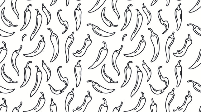 Seamless pattern of hand drawn chili peppers.