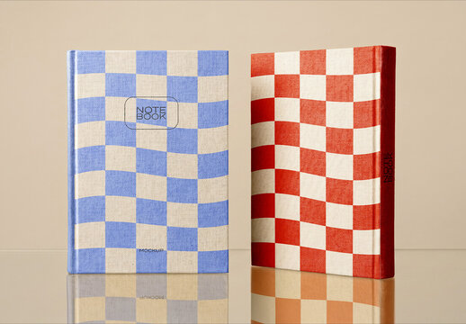 Checkered Hardcover Notebook Mockup