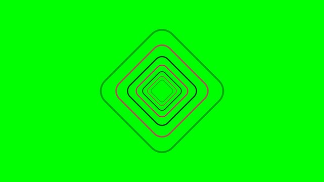 Abstract series of concentric rounded square shapes on bright green background
