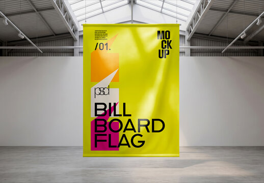 Hanging Flag Banner Mockup