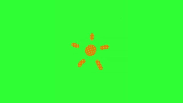 Animated rotating sun icon for weather forecasts, summer themes, educational content, environmental graphics, and cheerful motion design.
