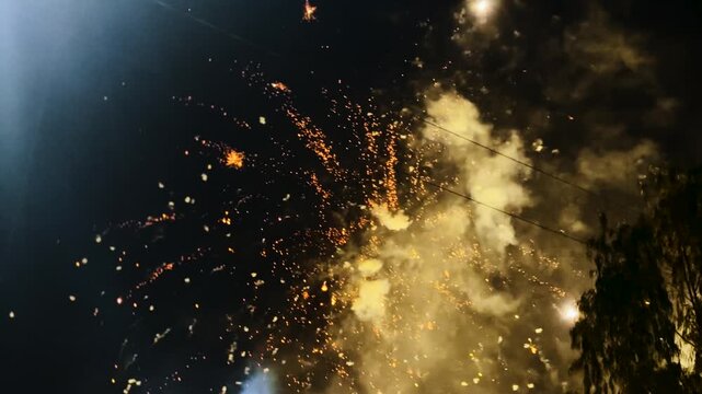 Fireworks in the eve of Deepavali in the city
