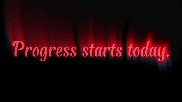 Red Neon Cursive Kinetic Typography Animated Text Progress Starts Today MP4 Video Overlay