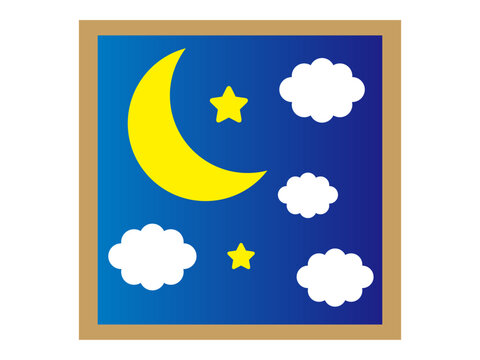 夜の窓と空のイラスト素材2