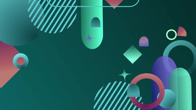 Abstract geometric background shapes circles stripes and gradients animation