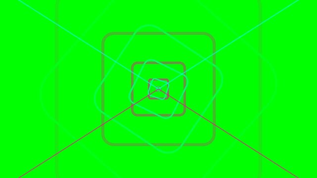 Abstract tunnel effect with nested rounded squares on a green background
