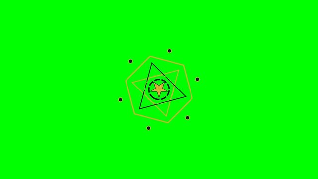 Abstract geometric logo design featuring a centered star on green background