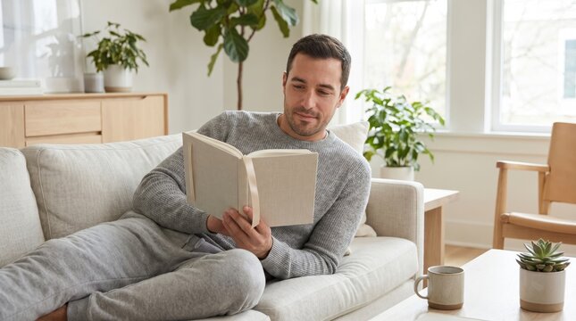 Man Reading at Home for World Lungs Day Health Awareness