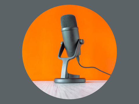 background with microphone and copy space