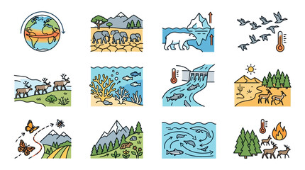 Colorful illustrations of nature and animals.