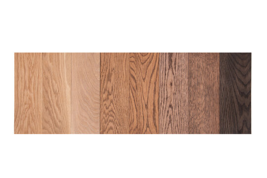 Wood color swatches and samples collection isolated on white background.