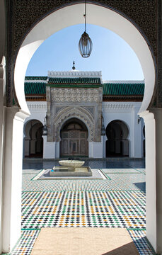 Courtyard view of mausoleum of moulay ismail in meknes morocco.