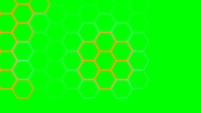 Abstract honeycomb pattern with glowing orange and white hexagonal outlines