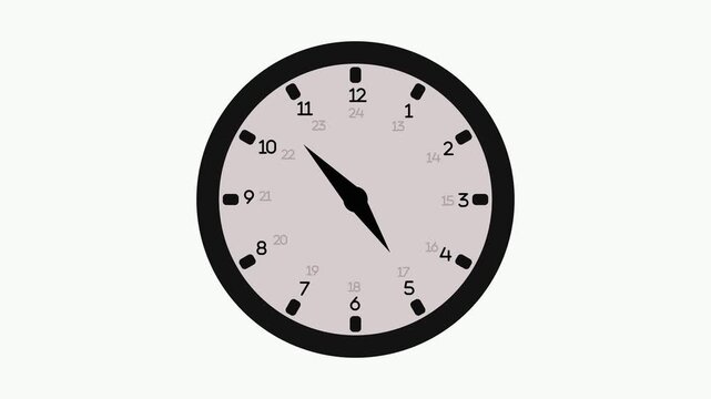 Round analog wall clock with hands and numbers animation