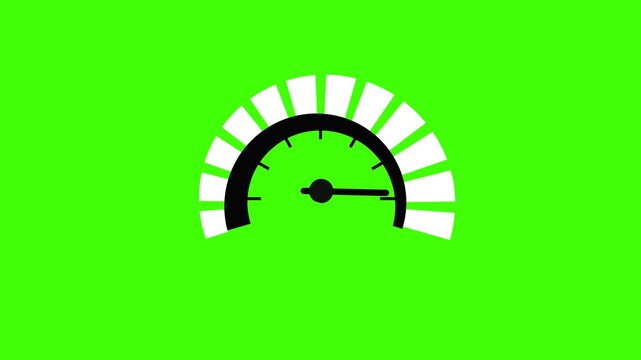Simple gauge or speedometer icon partial dial with a needle and segmented scale animation