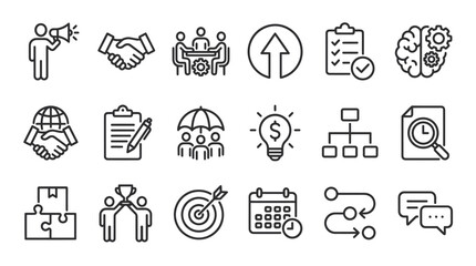 Corporate management and leadership line set © pangestu