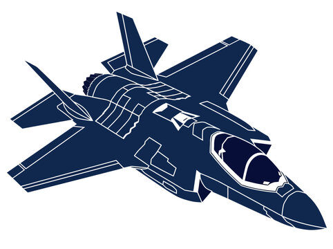 Stylized Modern Stealth Fighter Jet Vector Illustration