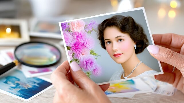 Restoring vintage family photos with archival tools, preserving memories and historical family documents.
