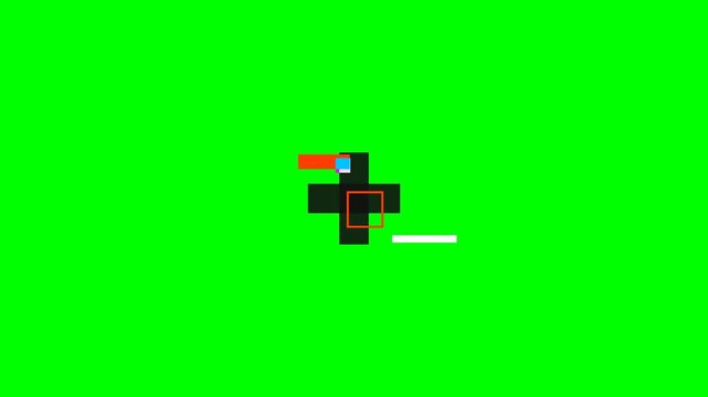 Minimalist pixel art character design against a solid green screen background