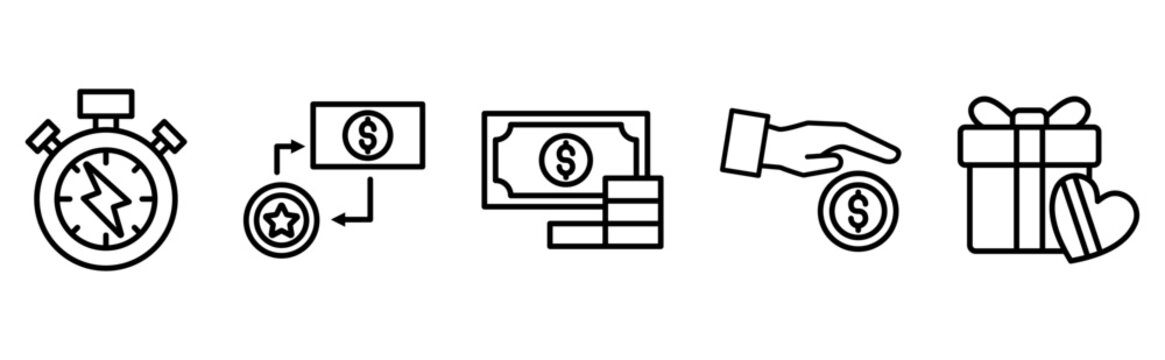 E-commerce and Financial Rewards Vector Icon Set 
