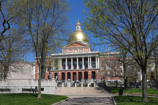 Massachusetts State House viewed from Boston Common park