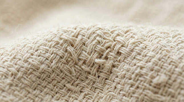 Close-up of natural beige woven fabric texture background