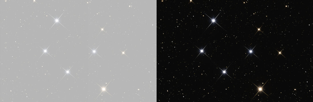 Glowing Bright Stars and Constellation Effect on grey and Black Background