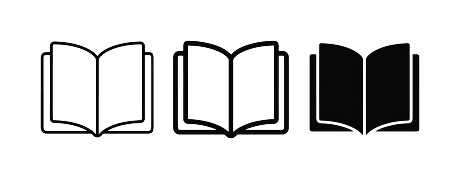 Open Book Icons: Three Styles, Vector Graphics for Reading, Education, and Information