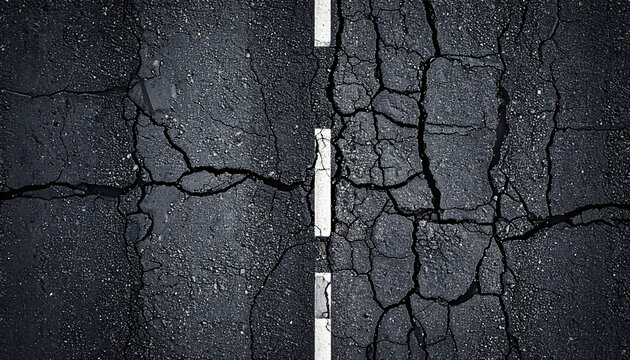 経年劣化が生み出す無骨なアスファルト舗装のグランジ背景テクスチャ
Weathered asphalt pavement grunge texture with natural cracks and worn surface