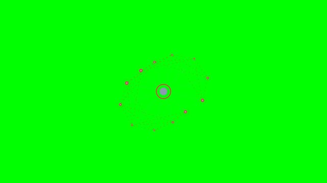 Abstract circular geometric pattern set against a vibrant green background