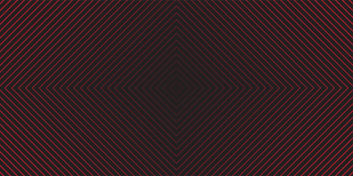 Red arrows background. Abstract triangle gradient wallpaper. Repeated arrow stripes backdrop for flyer, banner, poster, presentation. Thin to thick linear game or sport texture. Vector masculine bg