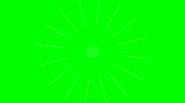 A circular geometric diagram with radiating lines on a bright green background