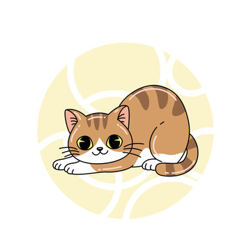 Playful Brown Cat Crouching Vector
