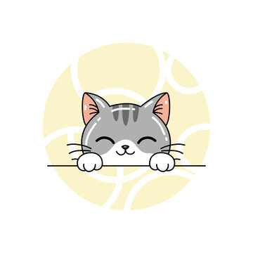 Cute Peeking Grey Tabby Cat