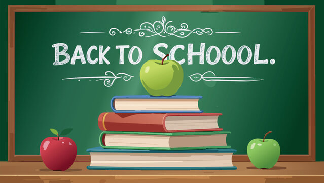 Back to school concept with books and apples