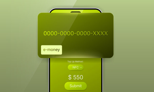 Smartphone NFC e money card top up user interface design template