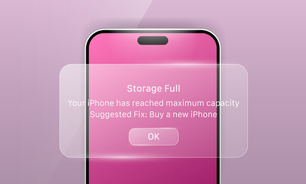 Smartphone storage full alert notification user interface design template