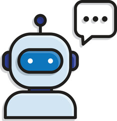 Naklejka premium Agent icon. AI Agent. Robot with speech balloon. assistants, innovation, and monitoring. Mixed design style.