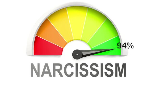 Narcissism meter showing high values of narcissism. Increasing and rising narcissism, reaching full, off the charts. Maximum amount of narcissism. No AI, made by humans for humans.