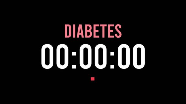 Diabetes is about to happen soon. Upcoming diabetes, approaching in the near future. Diabetes almost here, in a short time - a countdown timer counting seconds the this event.
