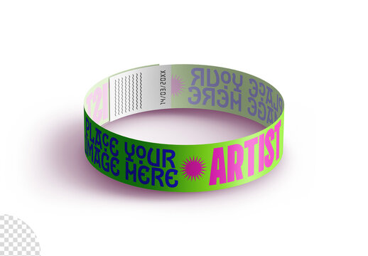 Paper Festival Concert Event Wristband Mockup Isolated