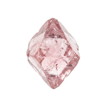 Uncut natural rough pink spinel crystal specimen with raw translucent facets, isolated on transparent background