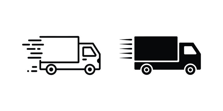 Fast delivery icon set, shipping and express logistics symbols