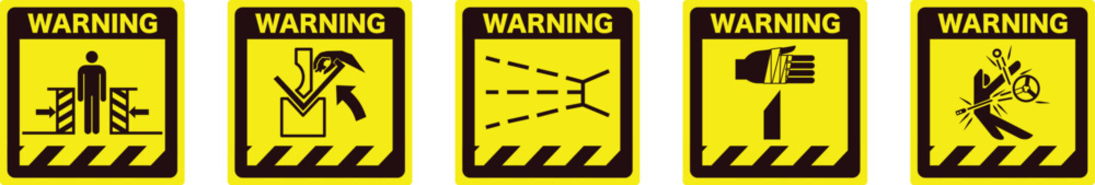 Set of five warning construction safety icons