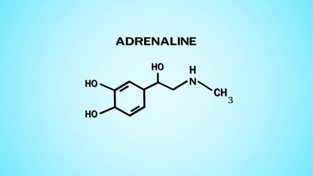 4k resolution of Adrenaline or epinephrine hormone chemical structure Molecular structure of chemical elements icon.