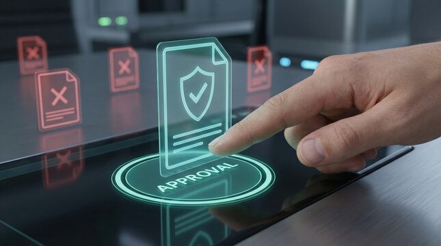 AI document review system shows approval and reject detection for automation in digital workflow process