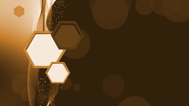Abstract background with layered hexagons wavy light accents and sparkles animation