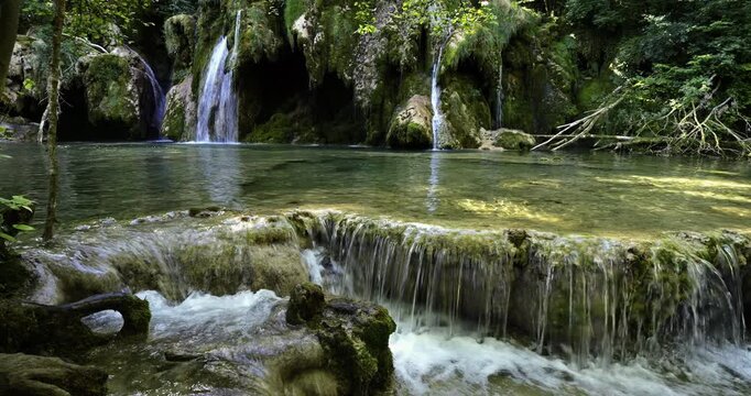 The  Tufs waterfalls, Planches Pres Arbois, Jura department, France.
